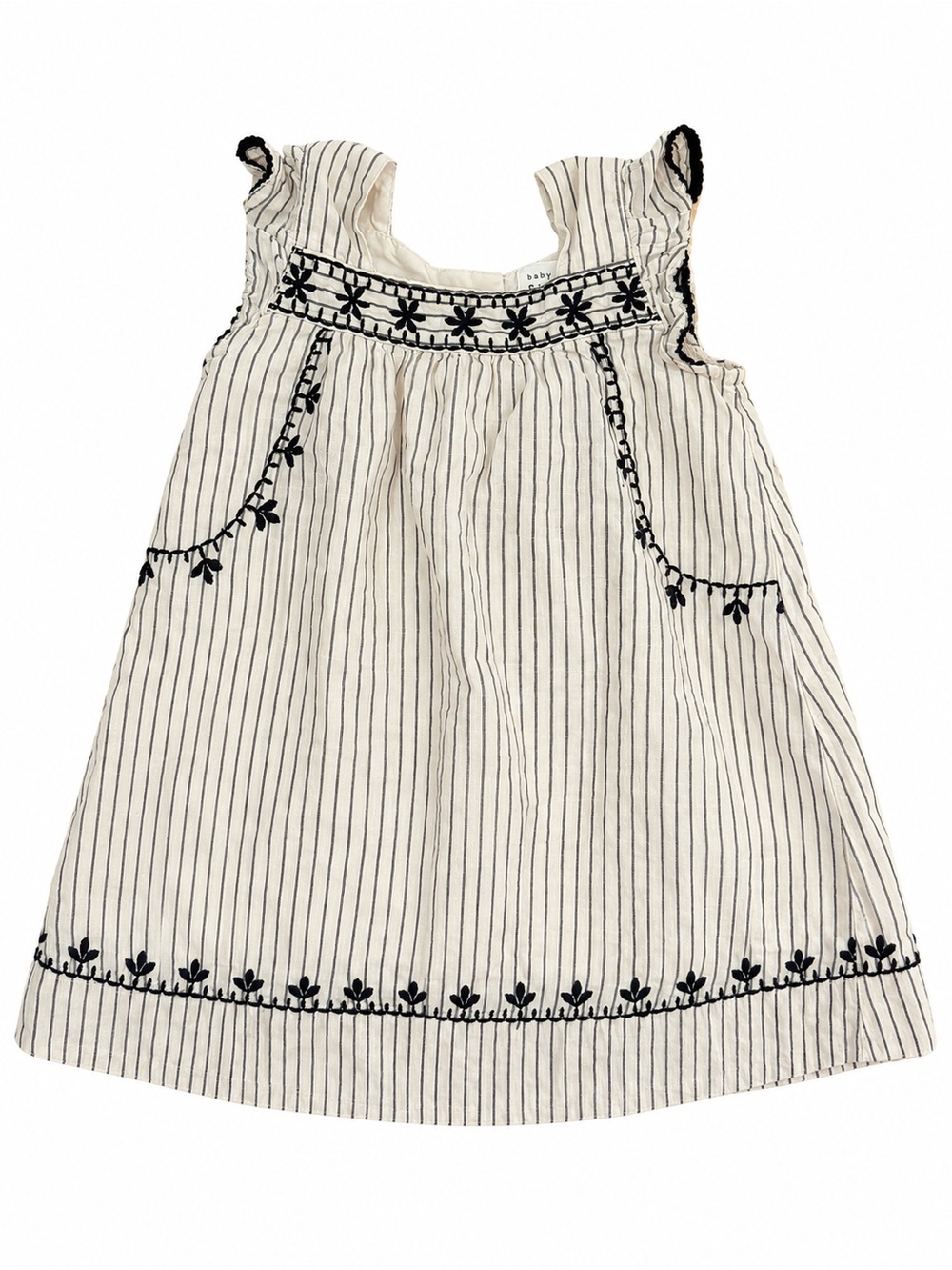 Baby Gap Off-White Pinstripe Embroidered Dress 18-24M